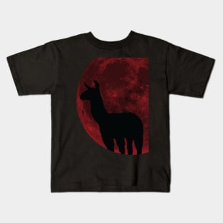 Llama Luna - Red Moon Llama Kids T-Shirt